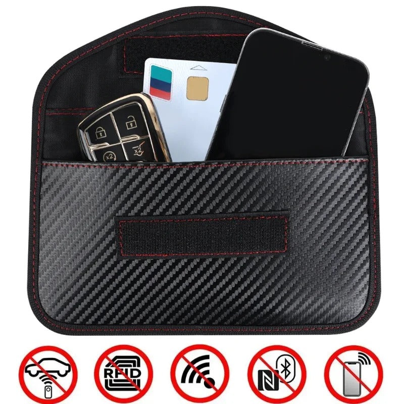 Faraday Signal Blocking Pouch – RFID Shielded Key Fob Case for Car Security & Privacy Protection