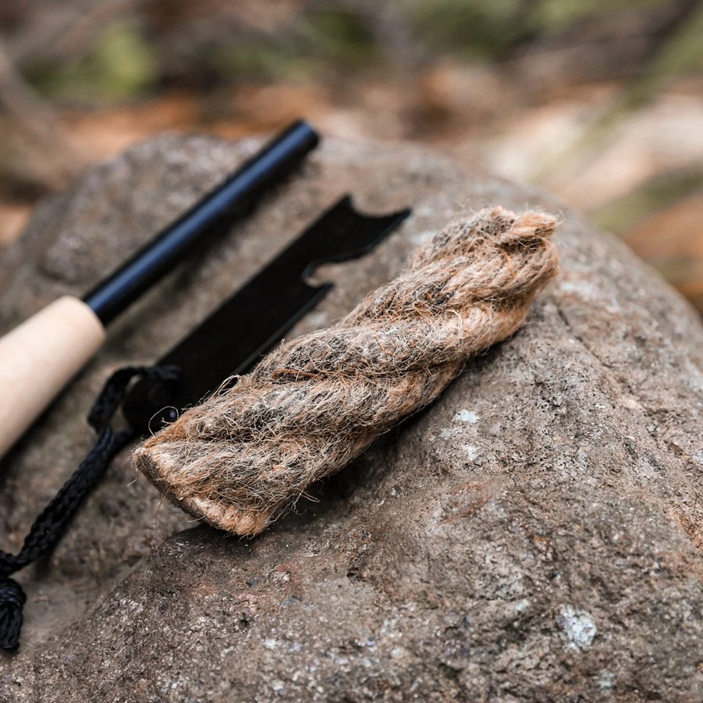 Natural Tinder Rope Fire Starter – Compact Emergency Tinder for Camping, Hiking & Bushcraft
