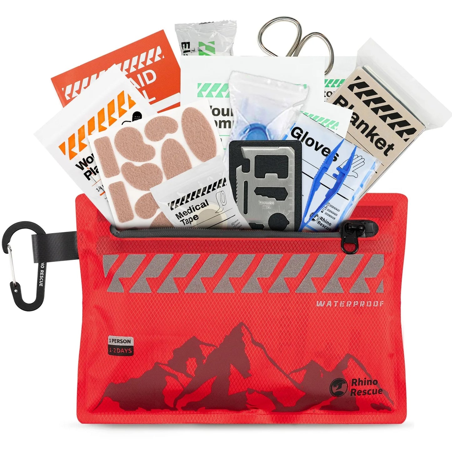RHINO RESCUE – Compact first aid kit – Waterproof, ultralight & versatile for outdoor, travel, car & everyday use