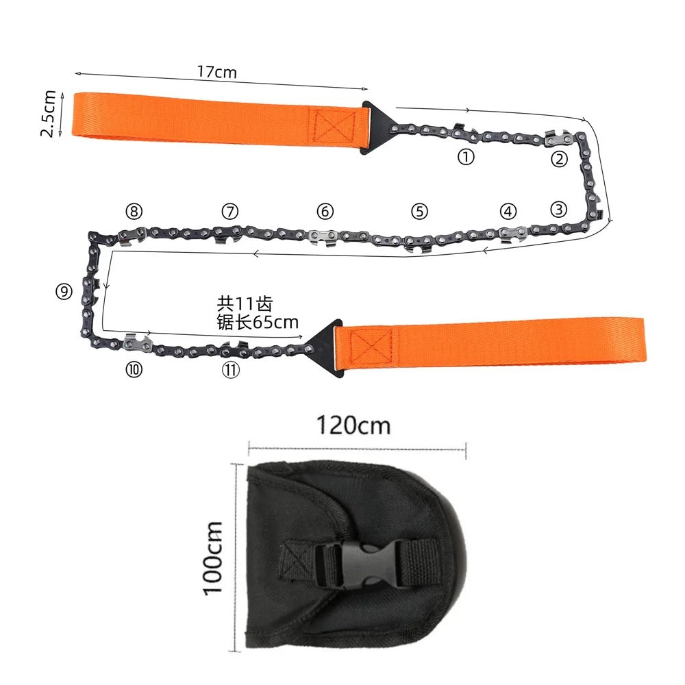 11-Tooth Pocket Chainsaw – Compact Survival Saw for Outdoor, Camping & Emergency Use