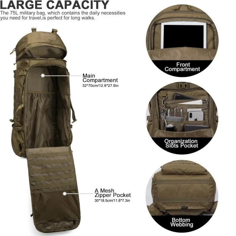 Tactical Mountaineering Backpack – 75L Multifunctional Outdoor Pack