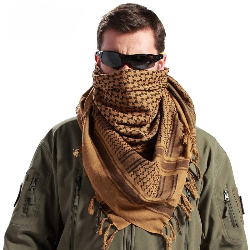 Tactical Shemagh Keffiyeh Scarf – 110×110 cm Cotton Wrap for Outdoor, Winter & Dust Protection