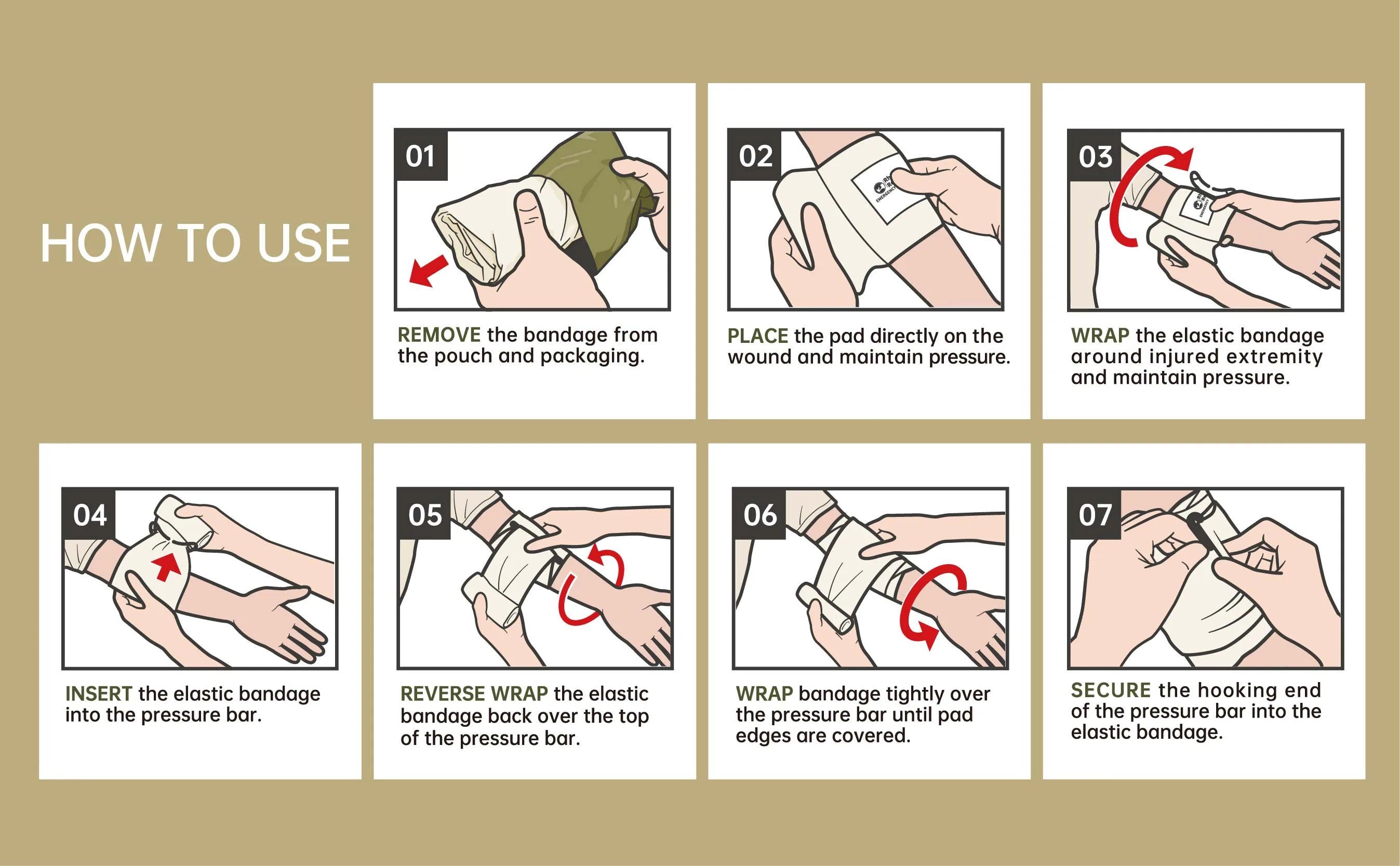 Rhino Rescue 6-Inch Emergency Compression Bandage – Tactical Israeli Style Trauma Dressing