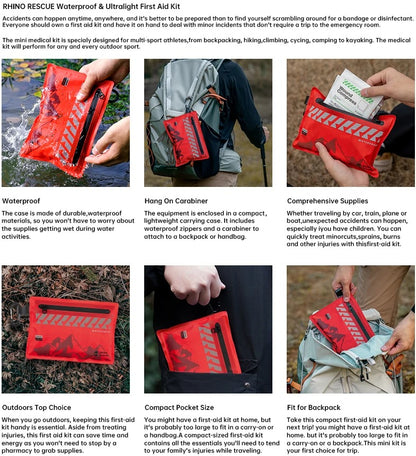 RHINO RESCUE – Compact first aid kit – Waterproof, ultralight & versatile for outdoor, travel, car & everyday use