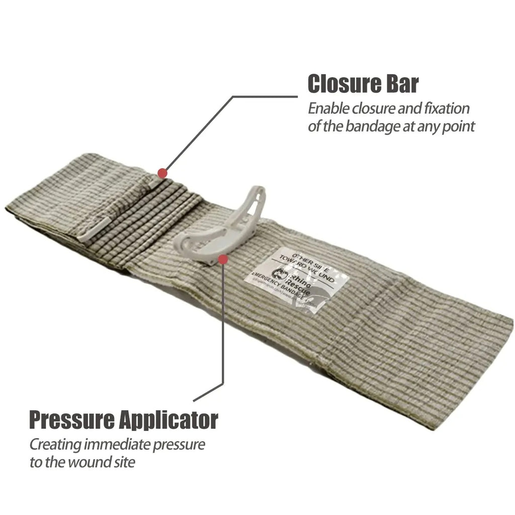 Rhino Rescue 6-Inch Emergency Compression Bandage – Tactical Israeli Style Trauma Dressing