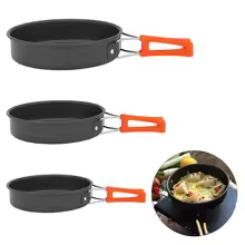 Foldable Camping Frying Pan – Lightweight Alumina Cookware for 2–3 People (15 cm / 18 cm / 20 cm)
