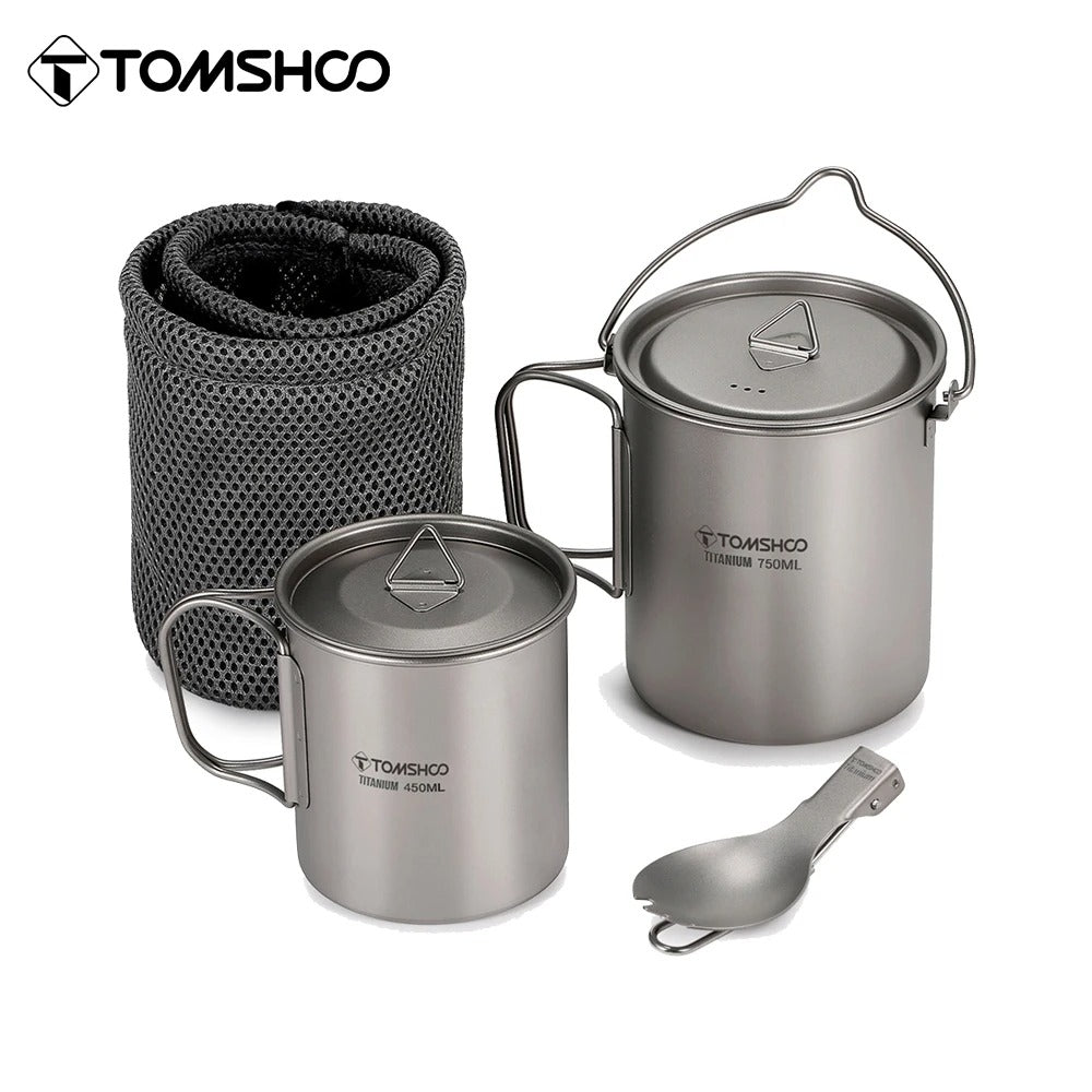 TOMSHOO 3-Piece Titanium Cookware Set