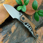 Mini Folding Pocket Knife – Stainless Steel, Wooden Handle
