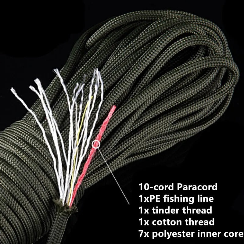 Noble Eagle 7.5m 10-Core Survival Paracord – Multi-Function Tactical Rope with Fishing Line, Fire Cord & Emergency Tinder