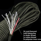 Noble Eagle 7.5m 10-Core Survival Paracord – Multi-Function Tactical Rope with Fishing Line, Fire Cord & Emergency Tinder