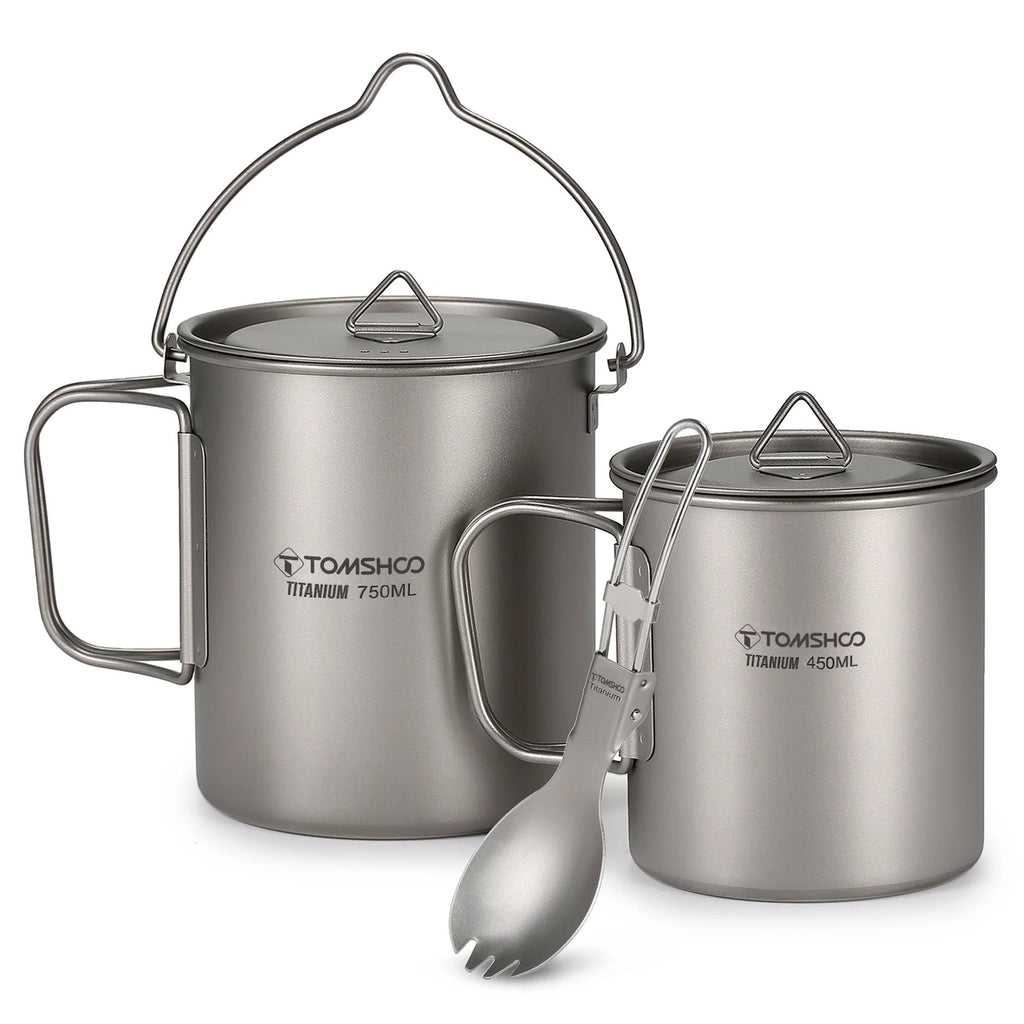 TOMSHOO 3-Piece Titanium Cookware Set