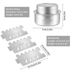 Complete Mini Alcohol Stove Kit – 100ml Ultralight Burner System with Windshield & Stand for Wilderness Cooking