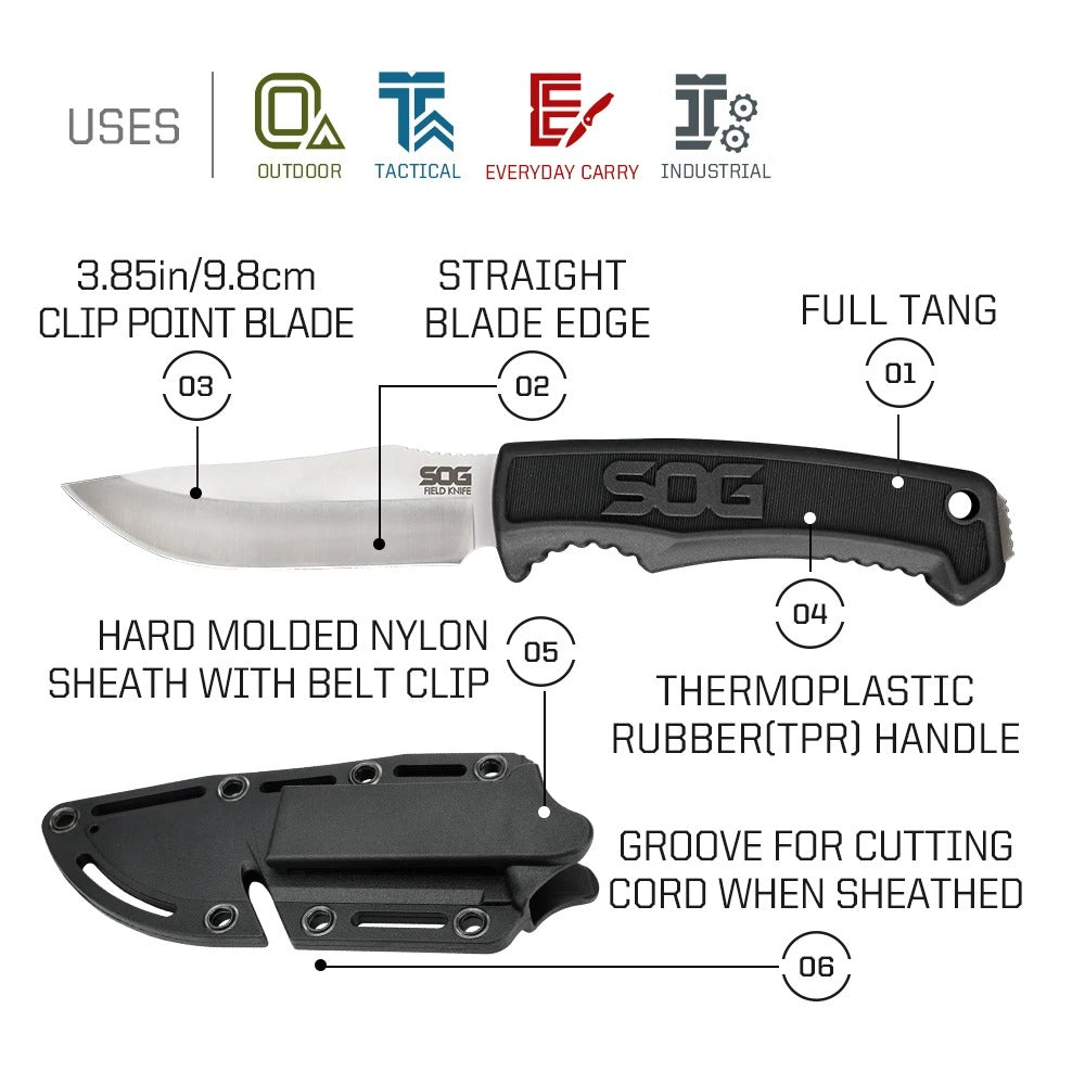 SOG FK1001-CP Field Knife – Rugged Fixed Blade for Survival & Bushcraft