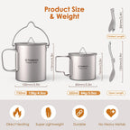 TOMSHOO 3-Piece Titanium Cookware Set