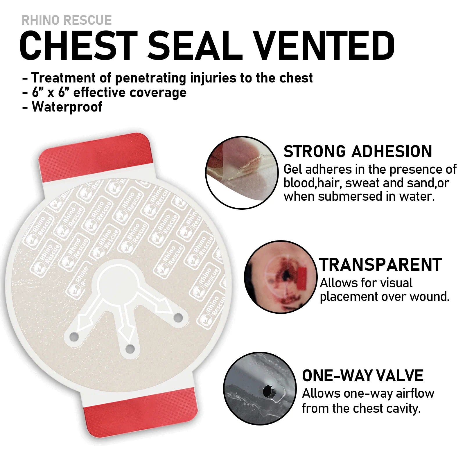 Rhino Rescue Chest Seals – 3-Vent or Non-Vent