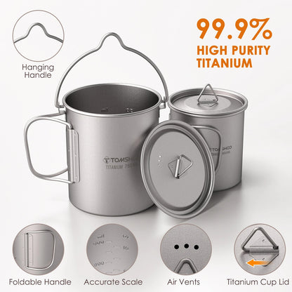 TOMSHOO 3-Piece Titanium Cookware Set