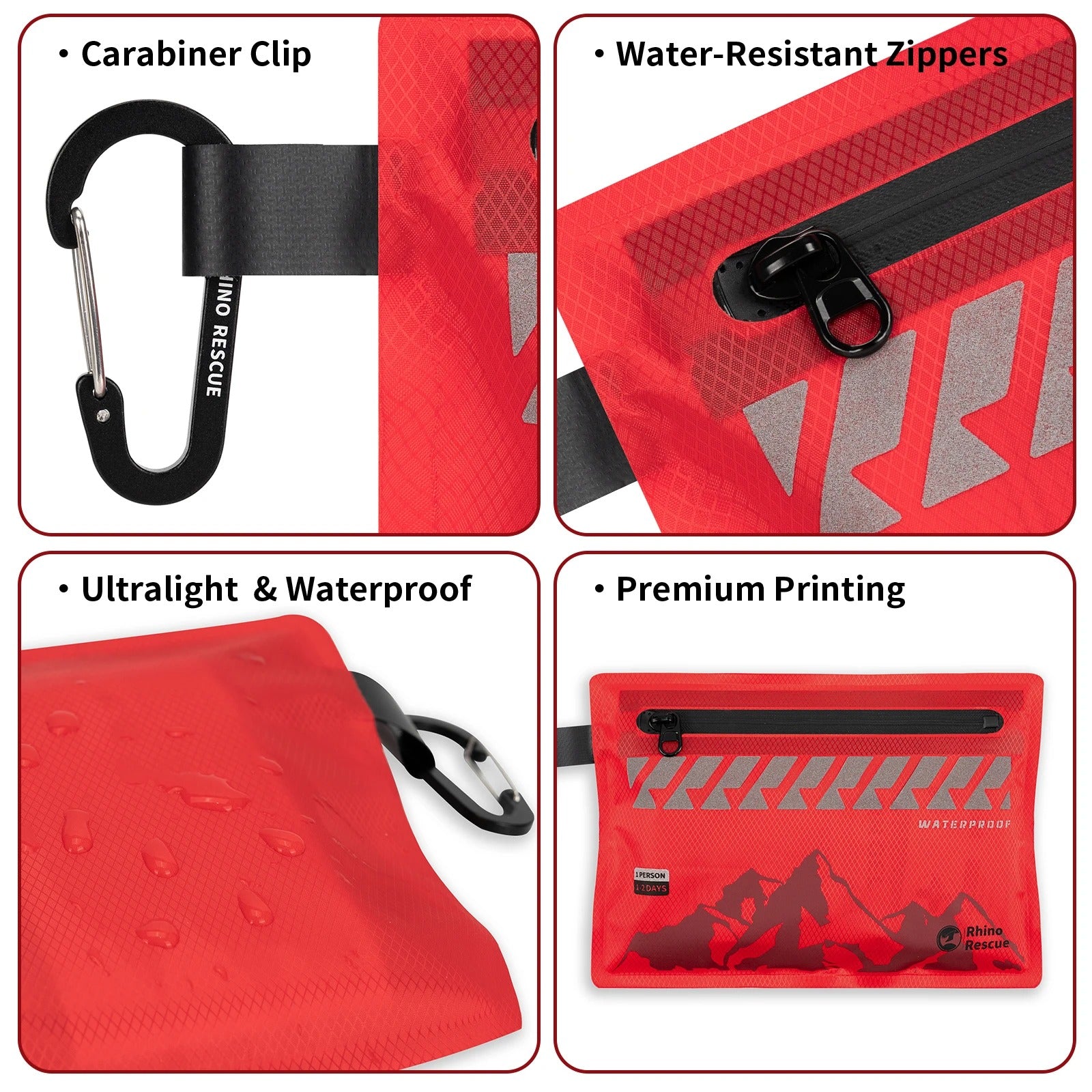 RHINO RESCUE – Compact first aid kit – Waterproof, ultralight & versatile for outdoor, travel, car & everyday use
