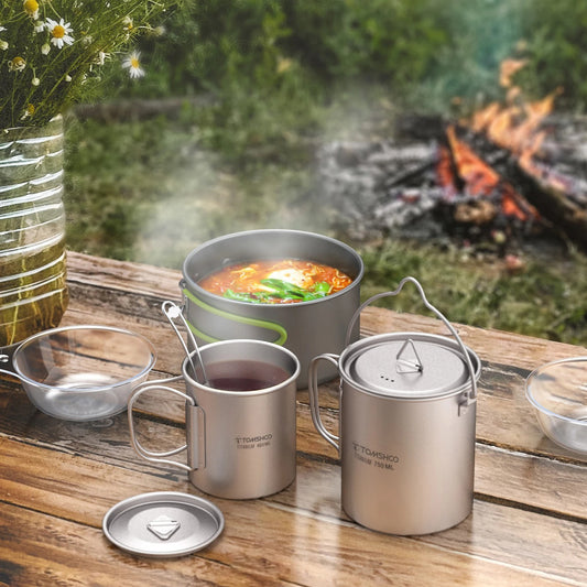 TOMSHOO 3-Piece Titanium Cookware Set