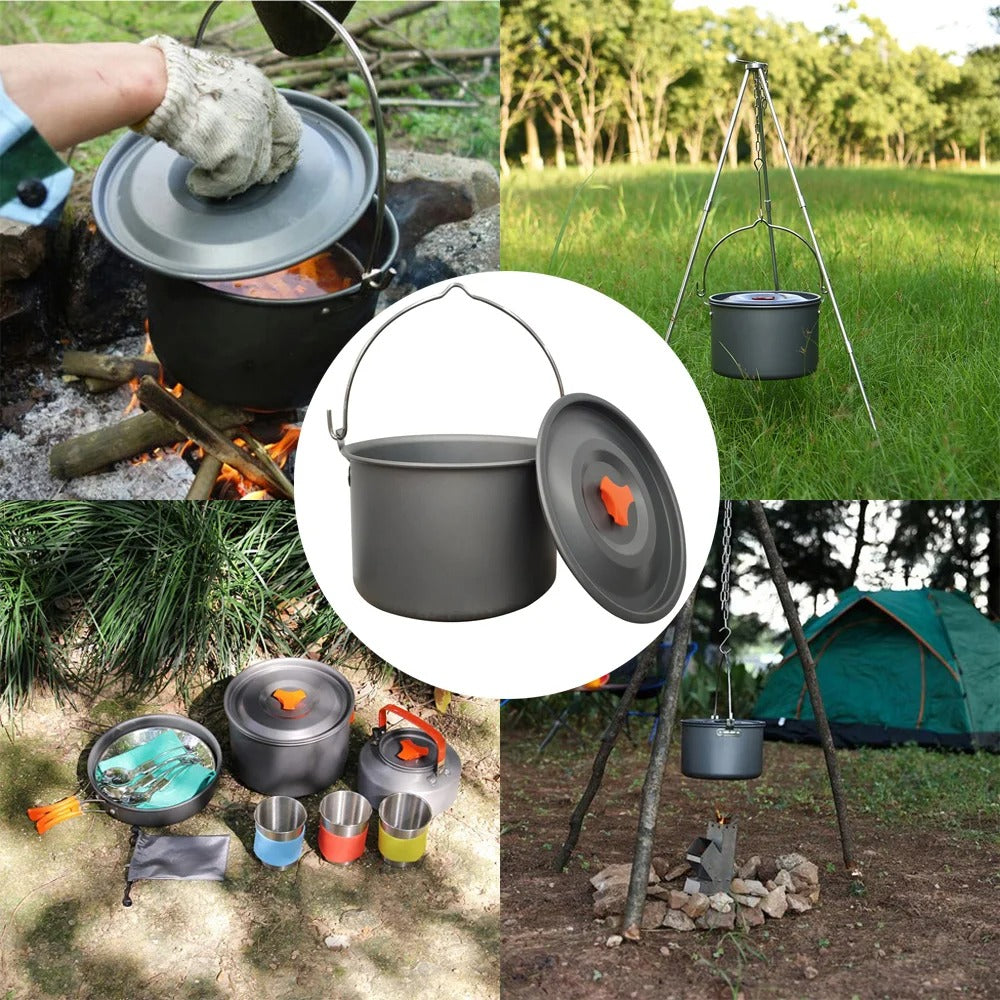 Aluminum Campfire Pot – Large-Capacity Hanging Cooking Pot