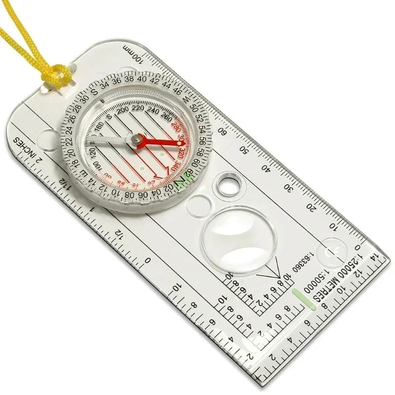 Compact Map Compass with Integrated Ruler – Clear Acrylic Navigation Tool