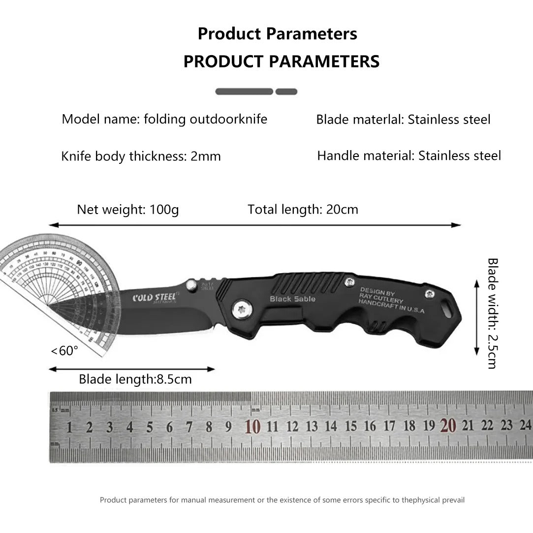 Folding Tactical Knife – Stainless Steel Blade, No-Lock Design