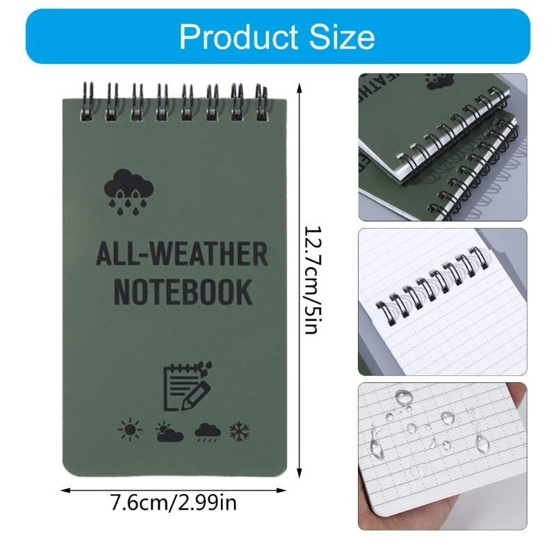 All-Weather Tactical Pocket Notebook – Waterproof Field Notes (7.6 × 12.7 cm)