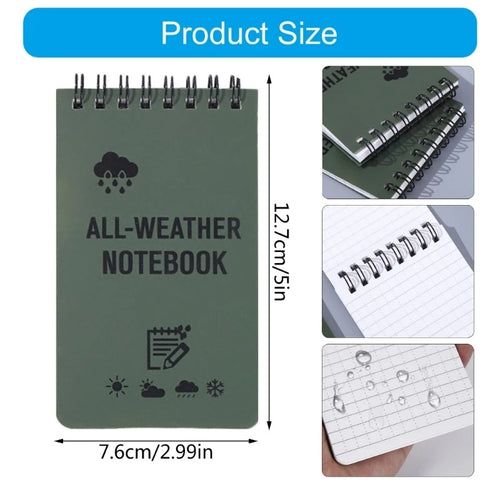 All-Weather Tactical Pocket Notebook – Waterproof Field Notes (7.6 × 12.7 cm)