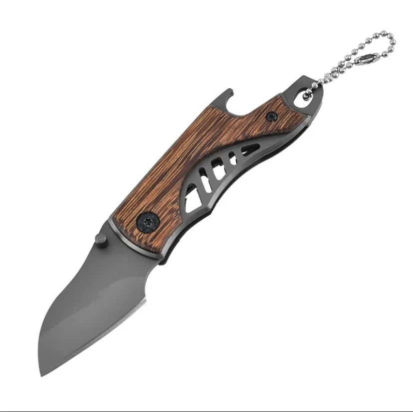 Mini Folding Pocket Knife – Stainless Steel, Wooden Handle