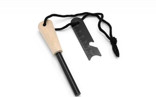Magnesium Fire Starter with Wood Handle – Ferro Rod for Bushcraft, Survival & Outdoor Use