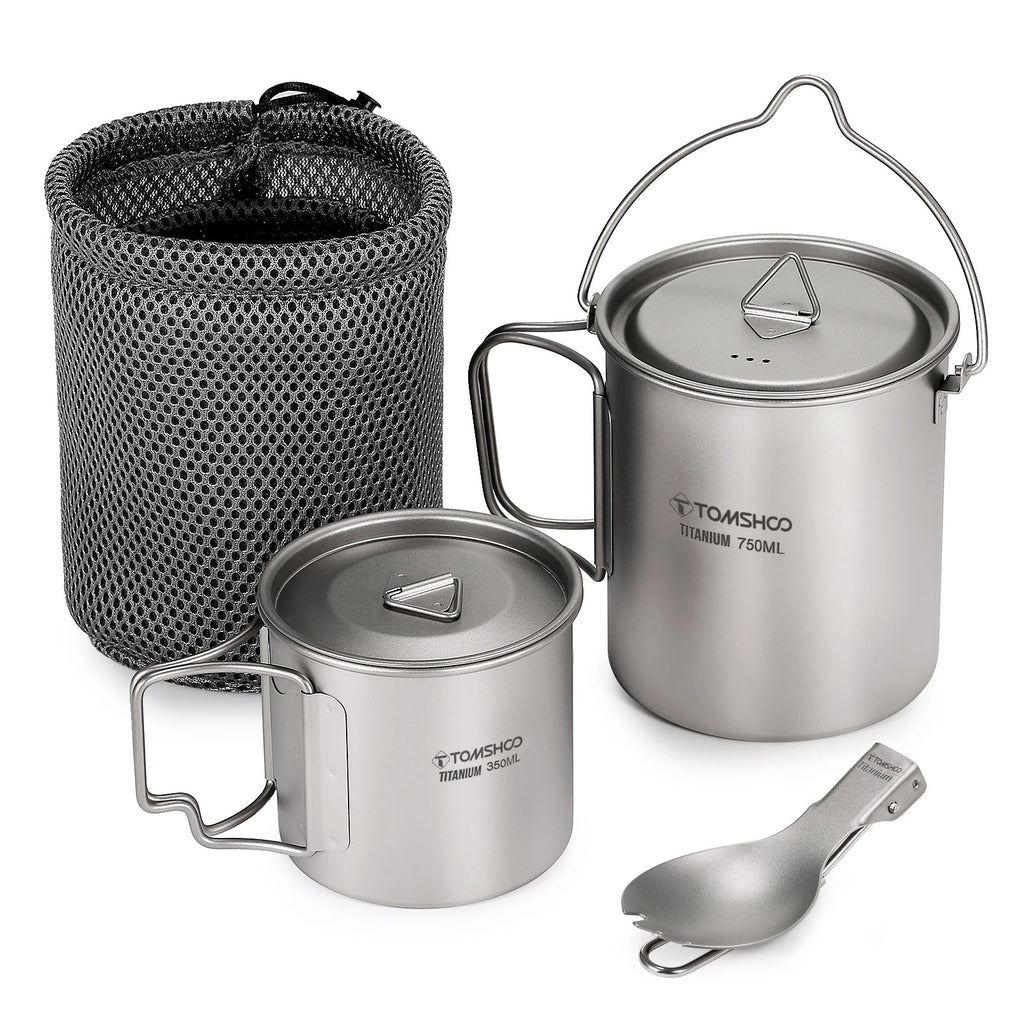 TOMSHOO 3-Piece Titanium Cookware Set
